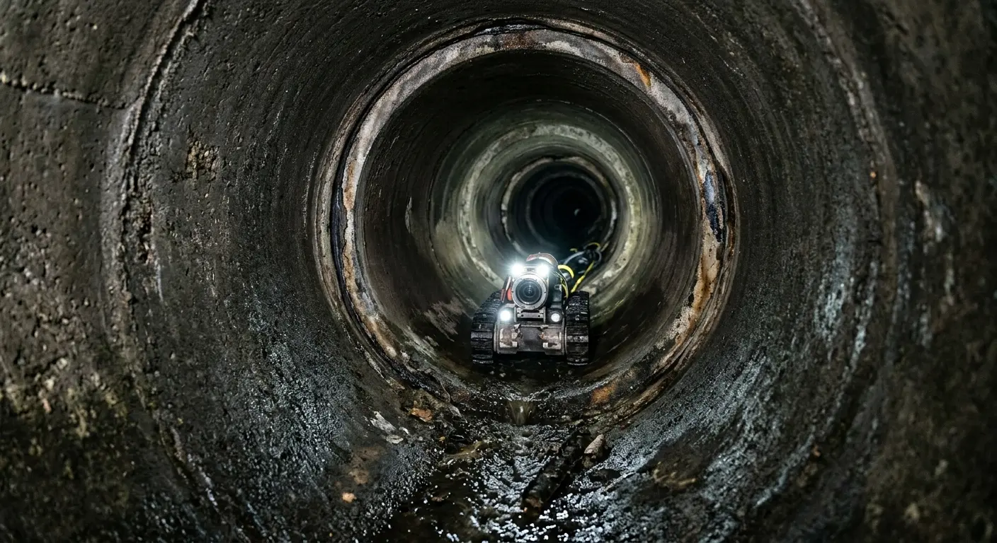 Robotic sewer camera inspecting pipe interior for Sewer Line Cleaning in Lower Windsor